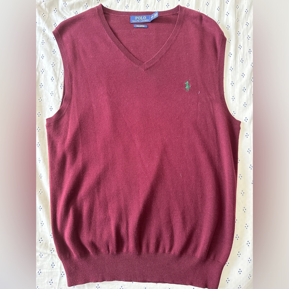 Men’s Burgundy Polo Ralph Lauren Pima cotton sweater vest size M